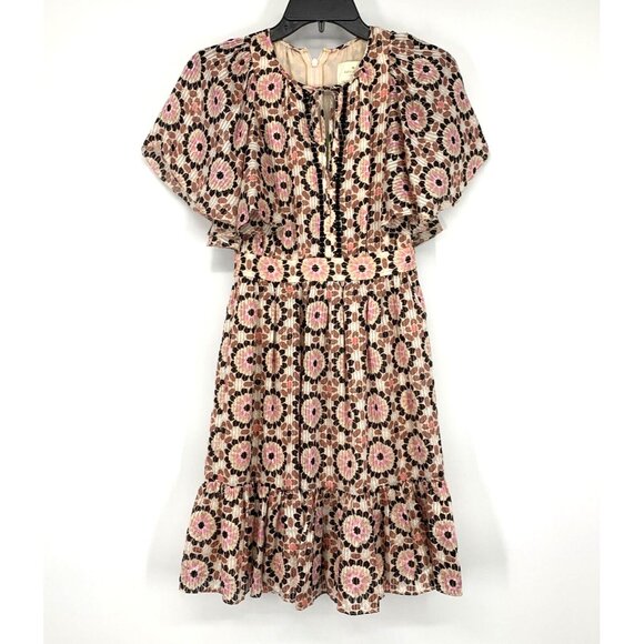 Kate Spade Dress Silk By The Pool Floral Print Mosaic Flutter NWT - Picture 2 of 13